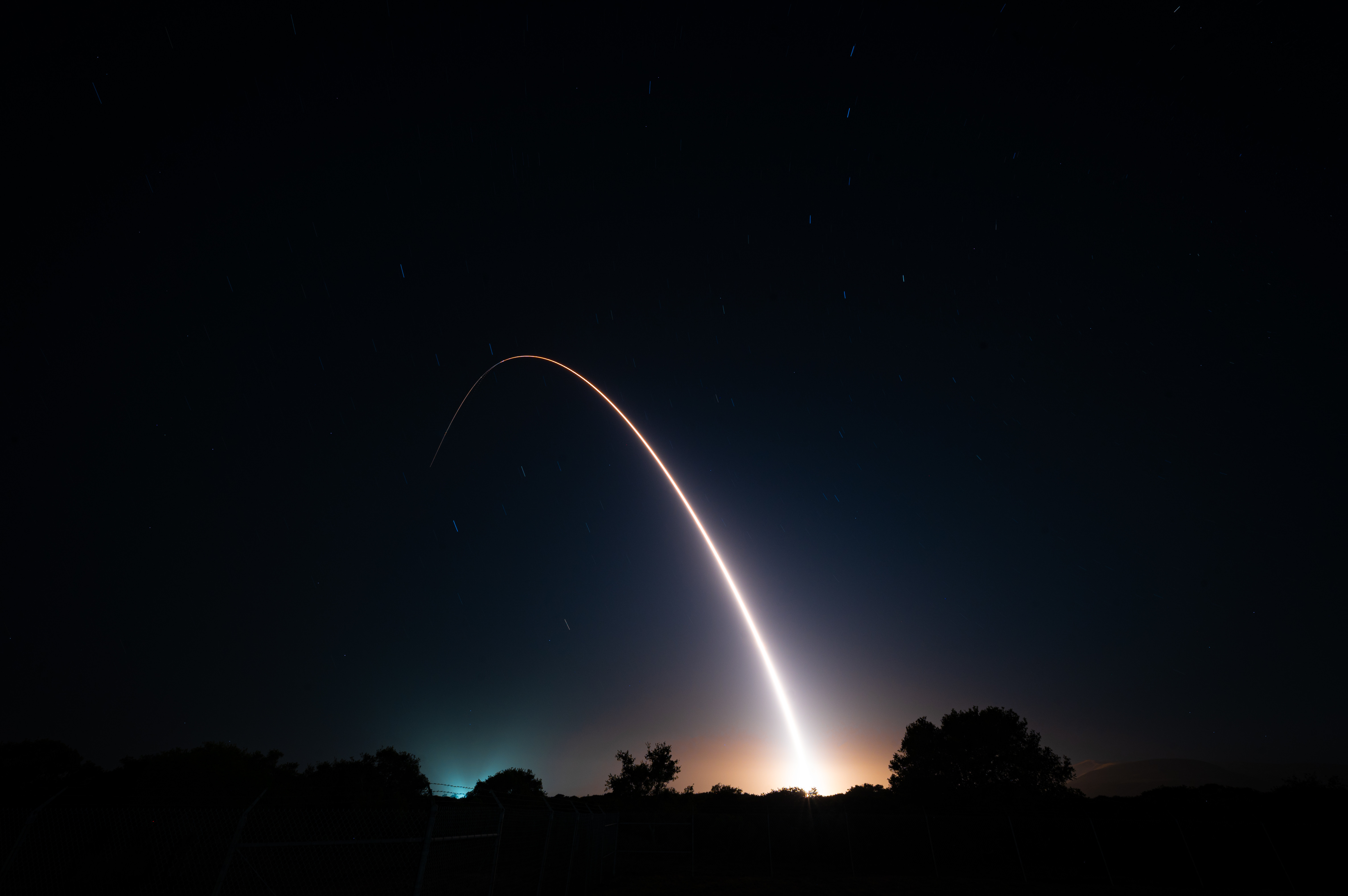 Unarmed Minuteman III intercontinental ballistic missile launches during operational test, May 21, 2025, at Vandenberg Space Force Base, California (U.S. Air Force/Jack Rodriguez Escamilla)
